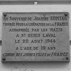 Plaque en souvenir de Jeanine Sontag